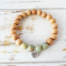 I Attract Peace Bracelet, Aqua Terra Jasper & Rosewood Bracelet, Tree of Life - A Peace of Mind Jewelry & Boutique