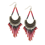 Beautiful Red Boho Crescent Dangle Earrings w/ Gold Filled Hooks - A Peace of Mind Jewelry & Boutique