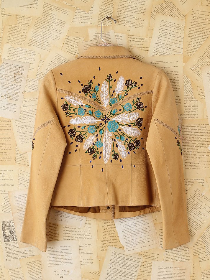 Free People Vintage Wild Unknown Hand-Painted Leather Jacket