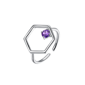 Silver Hexagonal Ring With ...