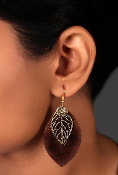 Classic Wooden Leaf Earrings