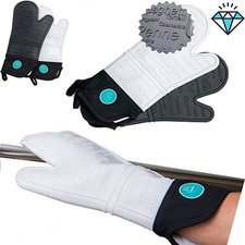 Amazon.com: Silicone Oven Mitts for women and men - Heat Resistant Quilted Lining Kitchen Gloves - 1 Pair (2 x Black Mitts): Home & Kitchen