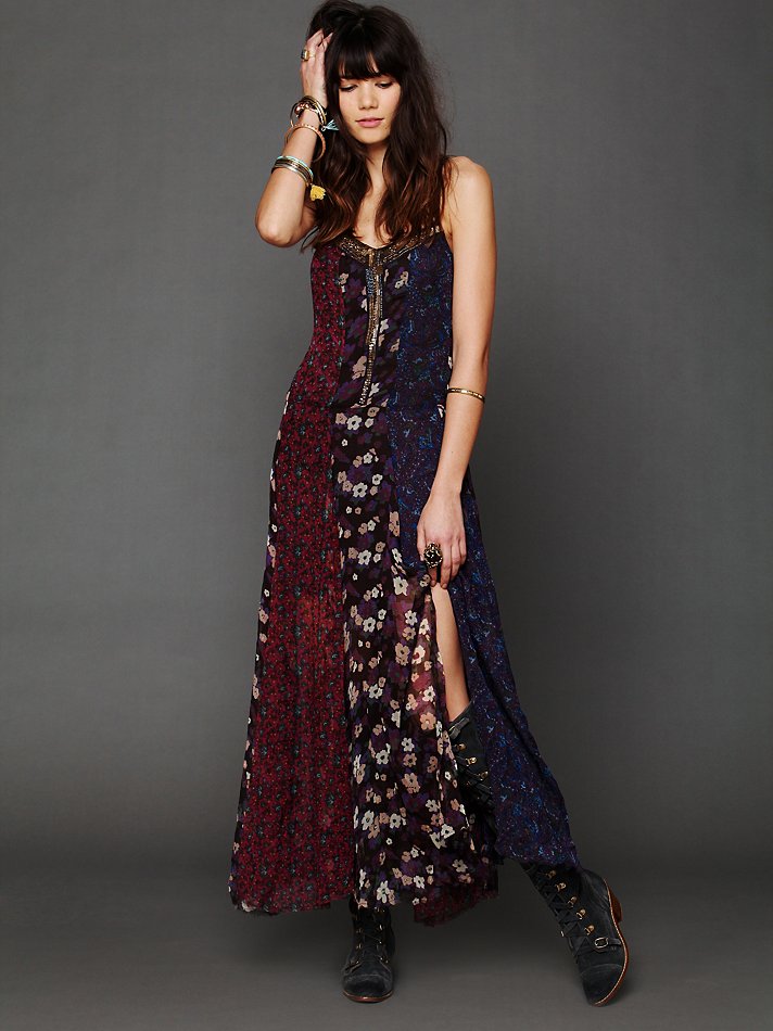 Free People Midnight Stars Pieced Print Dress at Free People Clothing Boutique