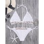 Seashell Trim Crochet String Bikini Set - White