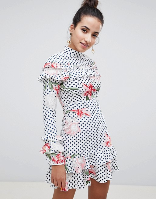 floral and polka dot dress