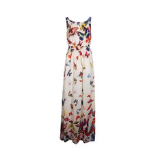 Eva Chiffon Butterfly Print Open Back Maxi Dress at boohoo.com