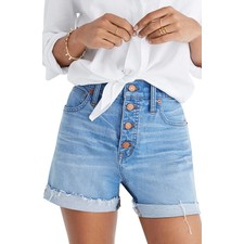 Madewell Button Front High Waist Denim Shorts (Poppins Wash)
