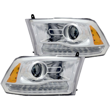 2013-2018 RAM 1500 Projector Headlights LED DRL Chrome