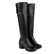 Women Knee High Boots Autumn Warm Solid Color