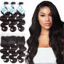  Unprocessed Brazilian Body Wave Virgin Hair 3 Pieces With Pre Plucked Lace Frontal Closure 13x4 