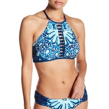 Image of Lucky Brand Batik Chic High Neck Halter Bikini Top
