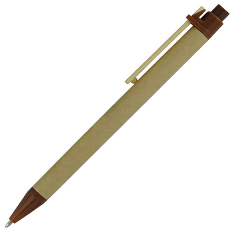 Eco-Friendly Recycled Cardboard Clicker Pen w/ Bamboo Clip