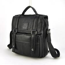 Men Genuine Real Cow Leather Handbag Multi Compartment Top Handle Shou – B4 Bag World