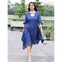 Indian August - Indigo blue asymetric side flare hand woven cotton dress