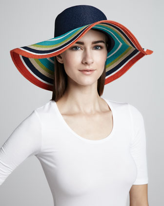 kate spade new york striped straw sun hat - Neiman Marcus