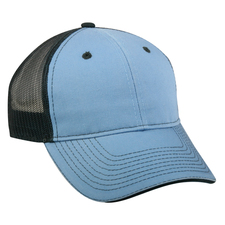 Twill Contrasted Stitch Trucker Cap- Bay Blue/Navy