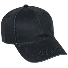 Weathered Cotton Adjustable Baseball Cap - Black