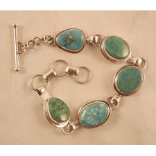 Native American Navajo Turquoise & Sterling Silver Link Bracelet