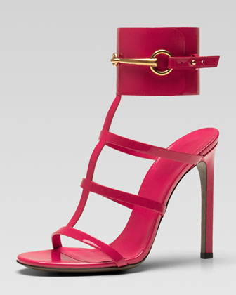 Gucci Patent Ankle-Wrap Cag...