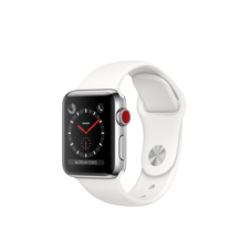 Apple Watch - Stainless Steel Case with Soft White Sport Band - Apple