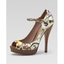 Gucci Floral Canvas Mary Jane Pump - Neiman Marcus