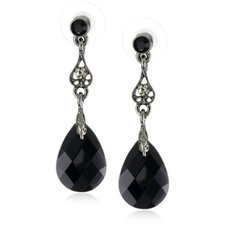 Amazon.com: 1928 Jewelry Spring Jet Black Delicate Teardrop Earrings: Jewelry