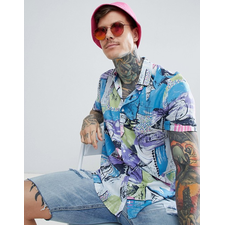 ASOS DESIGN festival Oversized Vintage Print Shirt