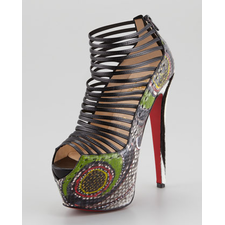 Christian Louboutin Zoulou Python Strappy Platform Red Sole Sandal - Neiman Marcus
