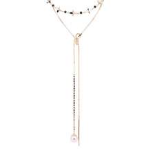 Asymmetrical Y shape pearl necklace