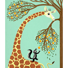 iOTA iLLUSTRATION - Lending A Neck - children illustrated - Animal Art - Limited Edition Print