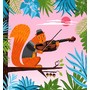 Red Squirrel Serenade -  Animal Art - Limited Edition Print - iOTA iLLUSTRATION