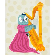 iOTA iLLUSTRATION - The Owl Harpist - Animal Art Limited Edition Print