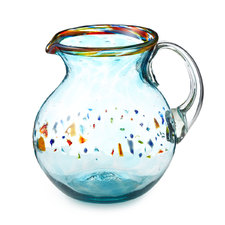 RECYCLED VERANO GLASS PITCHER | hand-blown glass, colorful pitcher | UncommonGoods