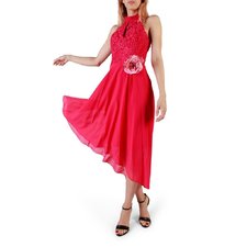 Rinascimento Pink Turtleneck Sleeveless Appliques Dress