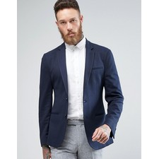 ASOS Super Skinny Blazer In Navy Jersey