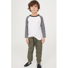 Cotton Pull-on Pants | Dark khaki green | KIDS | H&M 