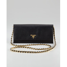 Prada Saffiano Wallet on a Chain, Nero - Neiman Marcus