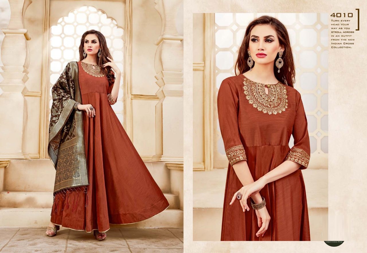 Lavish Brown Kurti With Ban...