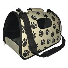 Airline Approved Folding Zippered Sporty Cage Pet Carrier - Paw Print