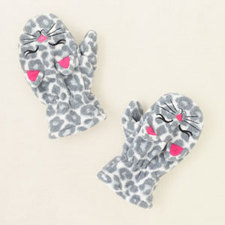 baby girl - accessories - snow leopard microfleece mittens | Children's Clothing | Kids Clothes | The Children's Place