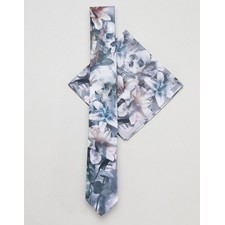 Religion wedding tie & pocket square set in skull floral print