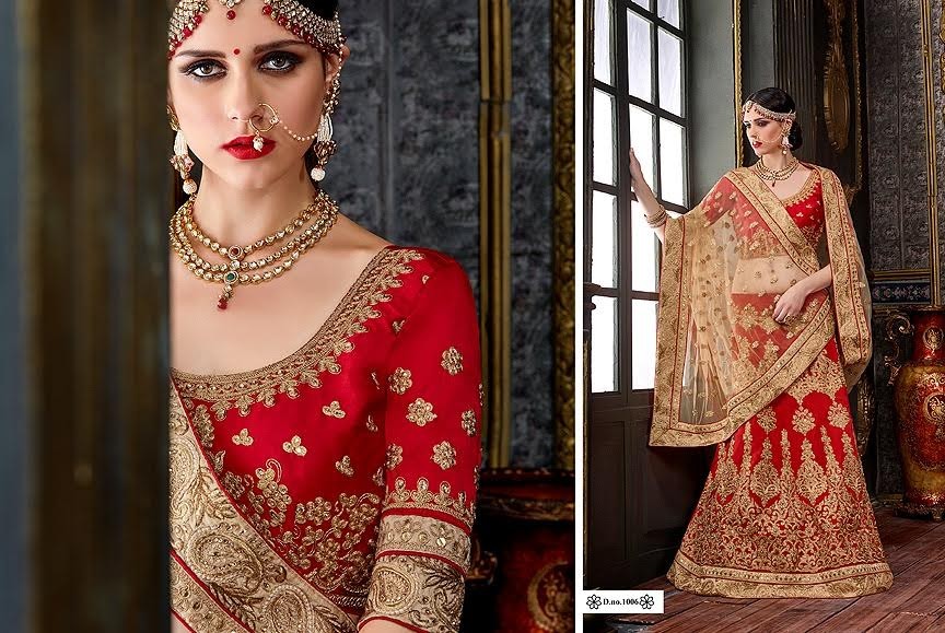 Alluring Red Lehenga saree