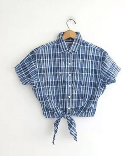 Blue Knot-Front Flannel Cro...