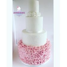 Pink Ruffle Four Tier Wedding Cake » Wedding Cakes »
