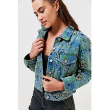 UO Floral Embroidered Trucker Jacket