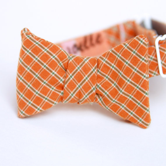 orange plaid bow tie for th...