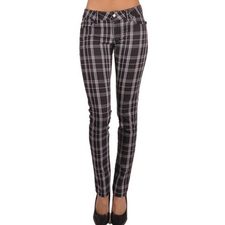 Black and White Drainpipe Flannel Pants