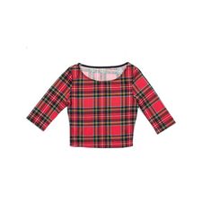 Crew Neck Red Flannel Crop Top
