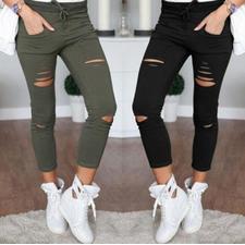 New 2018 Skinny Jeans Women Denim Pants HoLenss Destroyed Knee Pencil - CHICO AND SIMBA