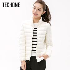TECHOME Woman Stand Collar Slim Short Ultra Light Down Jackets FemaLen - CHICO AND SIMBA